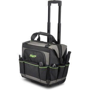 AWP Rolling 14 Inch Tool Bag with Telescoping Rubber Handle, Water-Resistant